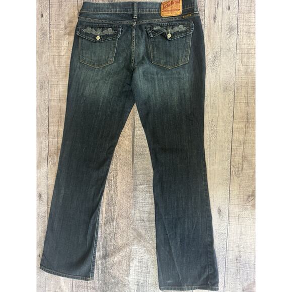 Lucky Brand Womens Zoe Boot Low Rise Jean Pants Flap Pockets Embroidered Size 12 - Picture 2 of 11